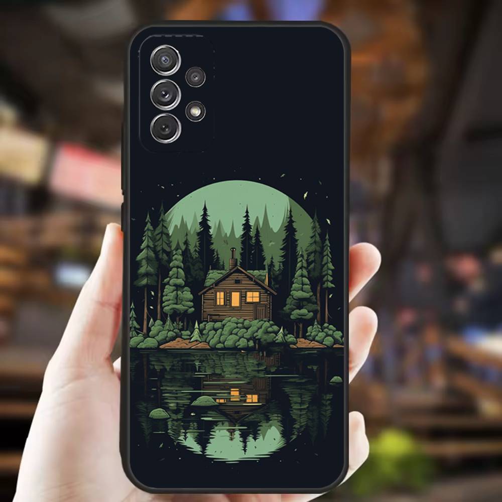 Чехол для телефона с рисунком природы для кемпинга на открытом воздухе Для Samsung S25, S24, S21, S22, S23, S30, Ultra, S20, Plus, Fe, Lite, Note, 10, 9, 5G Черный Чехол