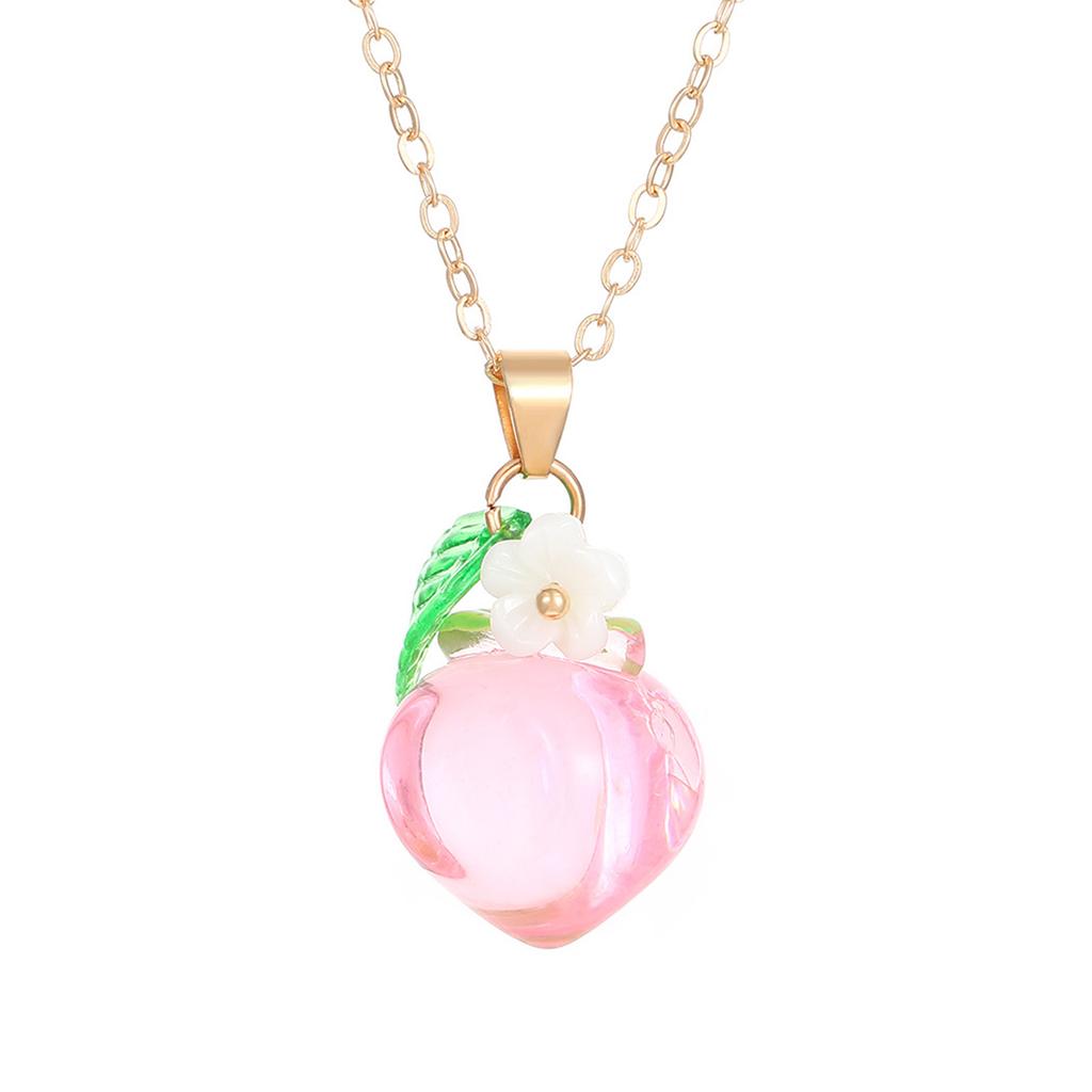 Strawberry/Peach Pendant Necklace Fruit Necklace Alloy Texture Fashion and Trendy Jewelry Suitable for Fashion Lover