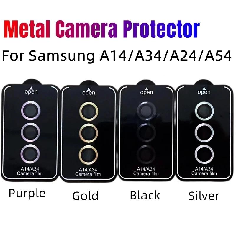 Защитное кольцо для камеры Samsung Galaxy A54 A34 A24 A14 5G A15 A25 A35 A55 A05S Защитная линза экрана из закаленного стекла, металлическая крышка