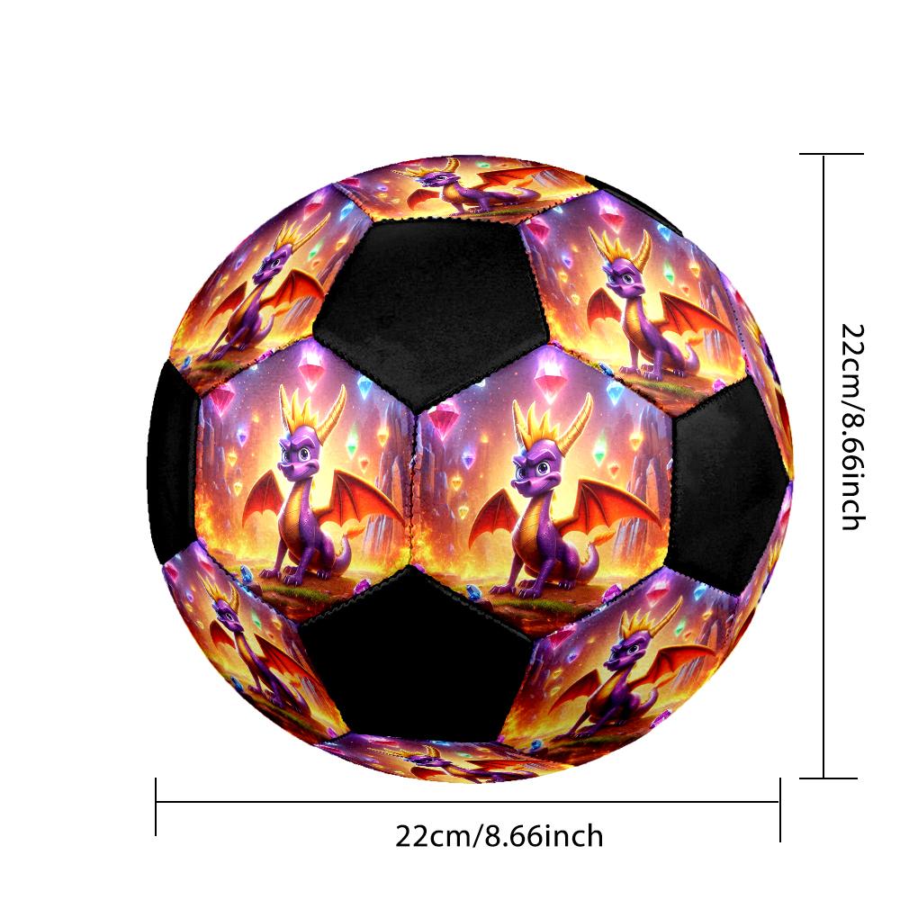 Spyro the Dragon Indoor Soccer Ball Colorful Machine Stitched PVC Size 5 Team Training Competition Ready Durable High-Bounce Cool Sports Gift