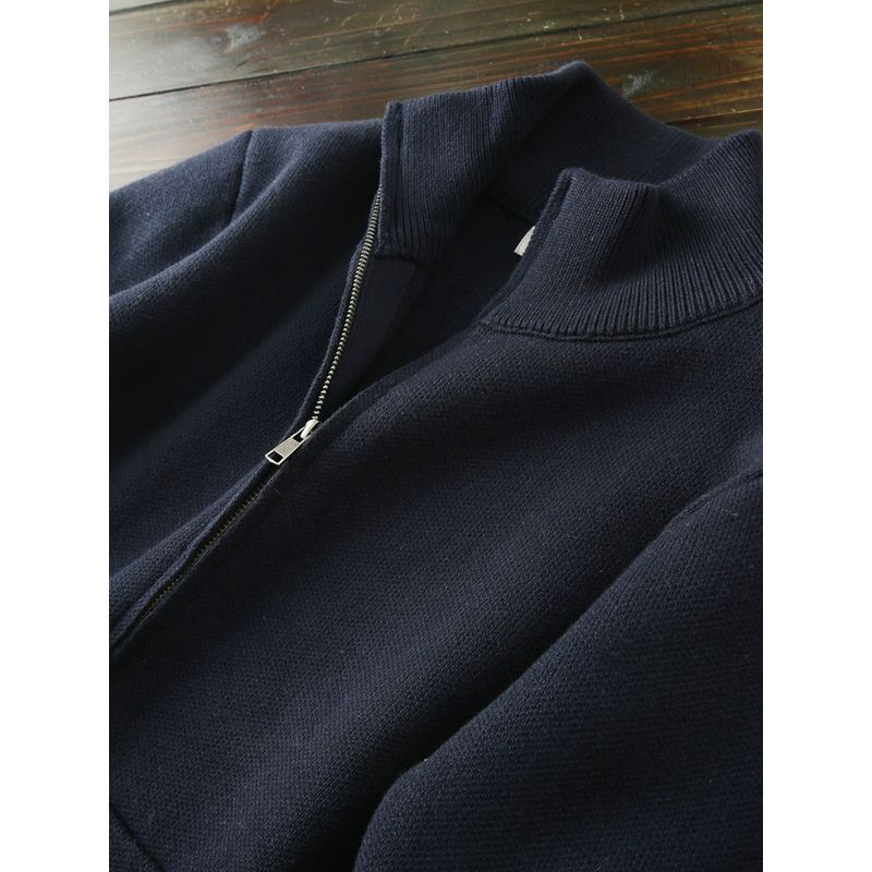 Scandinavian Order! Heavy Weight 100/Pure Cotton! Export Tail Goods Men Fall and Winter Stand Collar Knitting Cardigan Sweater Outwear