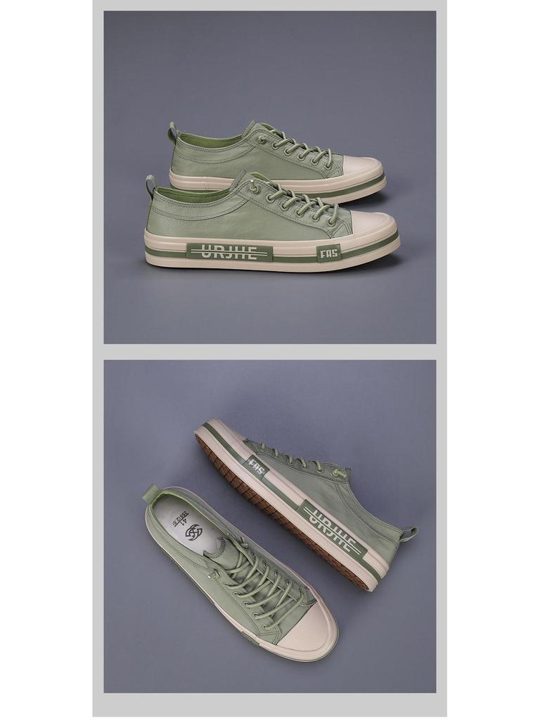 2025 Summer Men's Low-Top Color Block Canvas Slip-On Skate Shoes