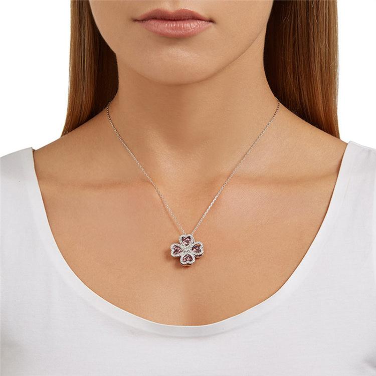 Swarovski Deary Shimmering Lucky Heart Four Leaf Clover Crystal Necklace Women necklace 5190617