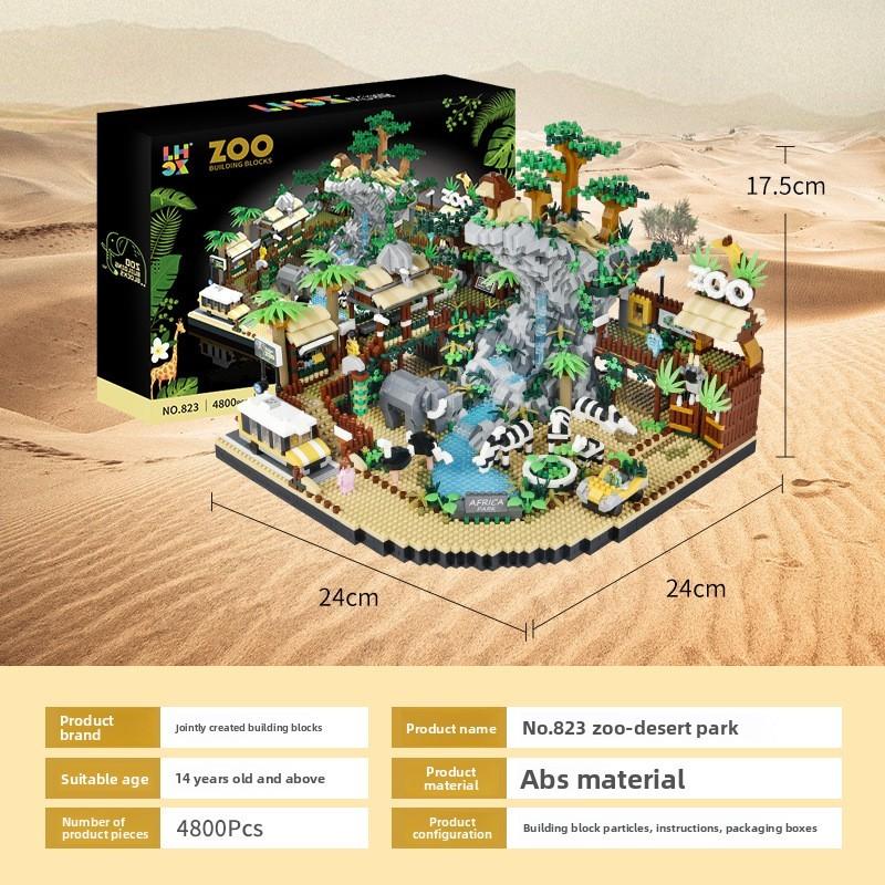 Scene Zoo Desert Assembly Building Block Model Ornament For Gift Children