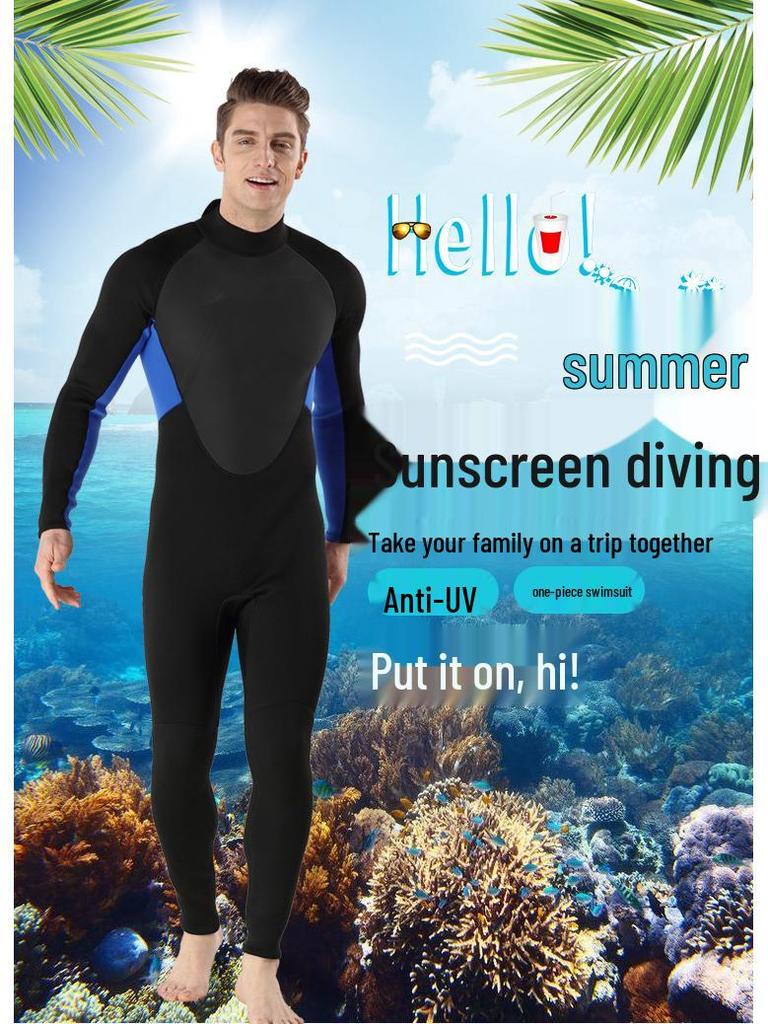 Мужской цельный гидрокостюм с длинными рукавами 3 мм для дайвинга и серфинга