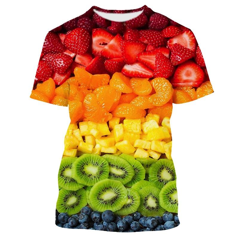 Fresh Fruit Berry Pattern Men's T-shirt Casual Men's Soft Loose Short Sleeved Clothing Fashionable Street Wear Fun Round Neck Tops
