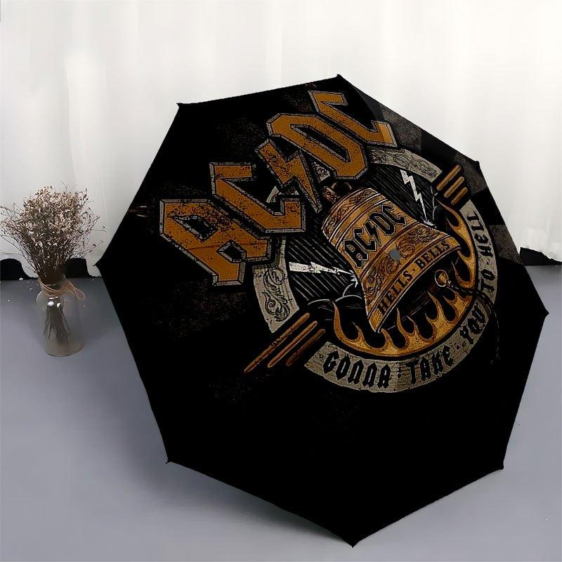 1 шт. Автоматический складной зонт группы ACDC с удобной трехскладной конструкцией и 8 металлическими спицами - подходит для ежедневного использования на улице