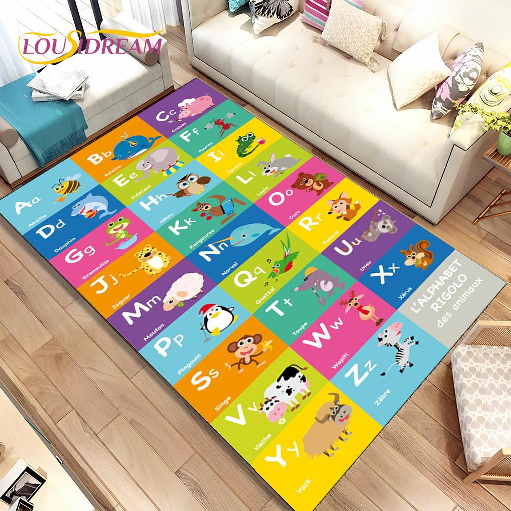 ABC мультфильм детская игровая комната алфавит детский коврик для раннего образования, ковер для гостиной, спальни, дивана, нескользящий коврик
