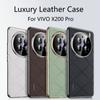 Чехол для VIVO X200 Pro, роскошный кожаный чехол для телефона Vivo X 200 Pro 5G, стильный защитный чехол для камеры с гальваническим покрытием, бампер