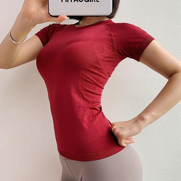 Чистый цвет, быстросохнущая футболка с короткими рукавами для бега, женская спортивная плотная одежда для фитнеса и йоги