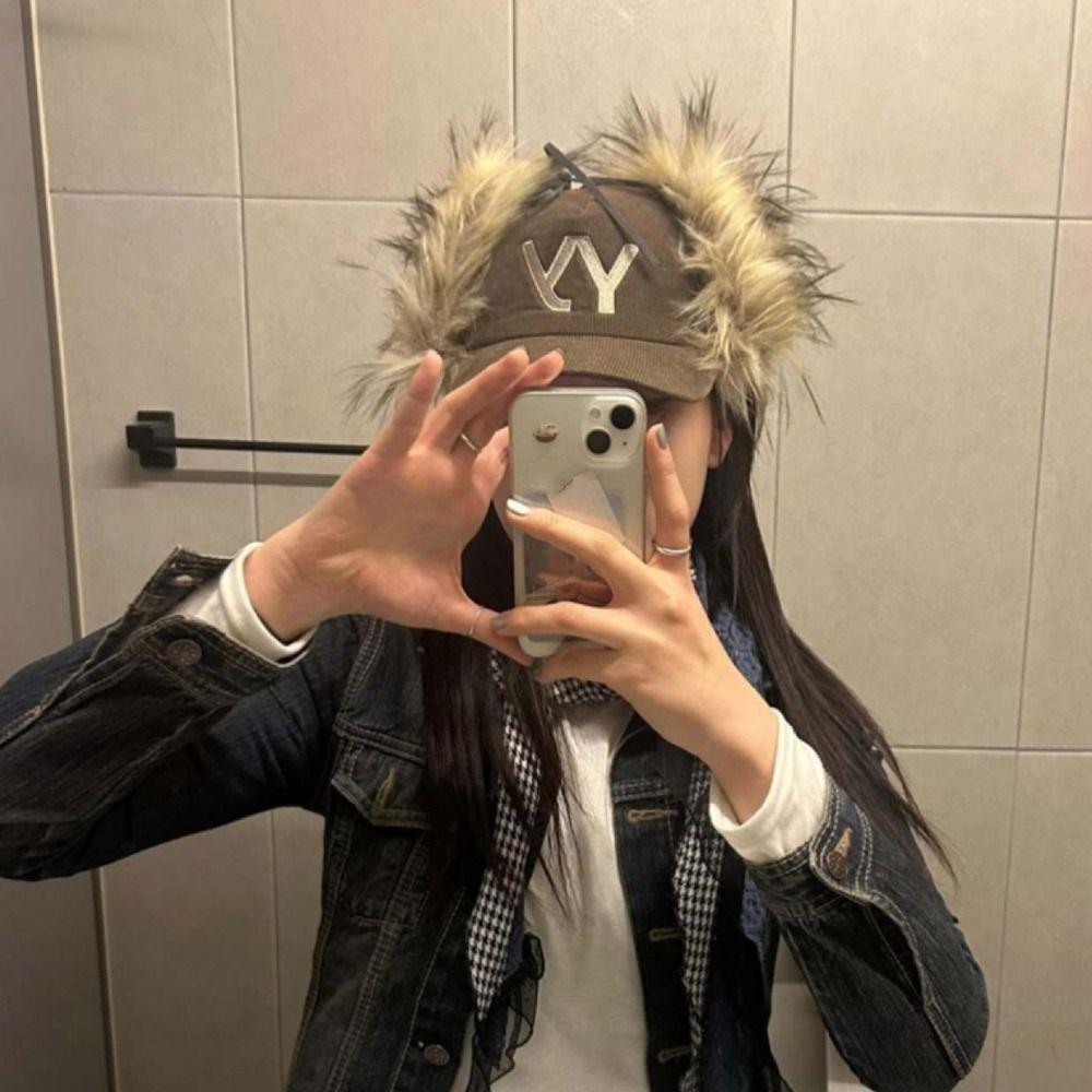 Вельветовая Бейсболка в Корейском Стиле Повседневная Кепка с Козырьком Y2k Ретро Бейсболка с Пером Ежедневная