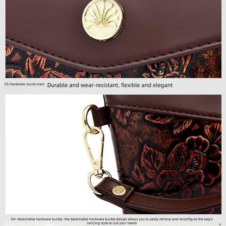 Vintage floral embossed patent leather clutch change purse