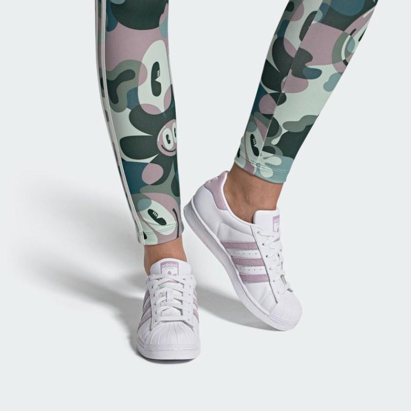 adidas Оригинальные кроссовки Superstar 'Белый/Фиолетовый' Женские EE7400