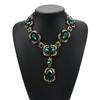 Victorian Jewelry Luxury Runway Wedding Bridal Accessories Red Green Emerald Crystal Rhinestone Bib Statement Necklace for Women