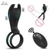 Vibrating Penis Ring with Remote Control for Men Couples Dual Cock Ring Delay Ejaculation Cockring Clit Stimulator Sex Toys
