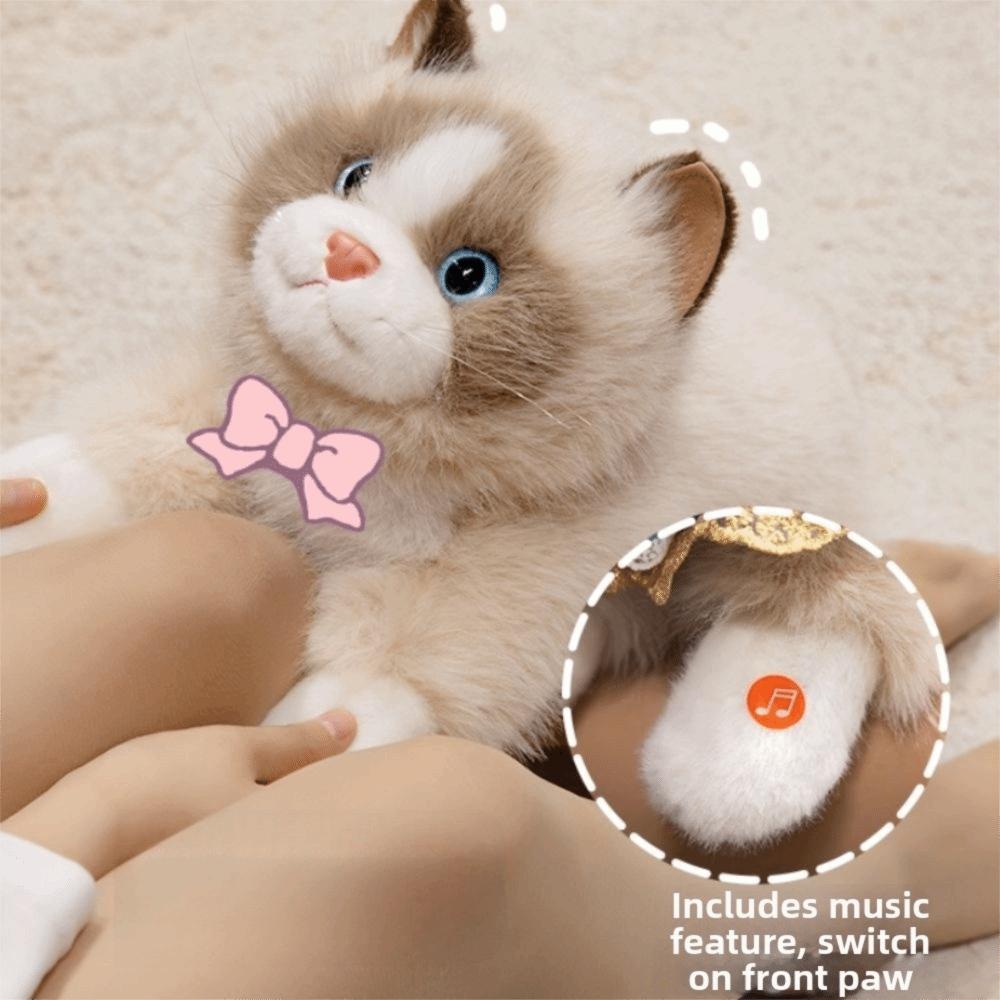 Voiced Realistic Cat Doll Soft Simulated Kitten Model Cute Simulation Cat Plush Toys  Kids
