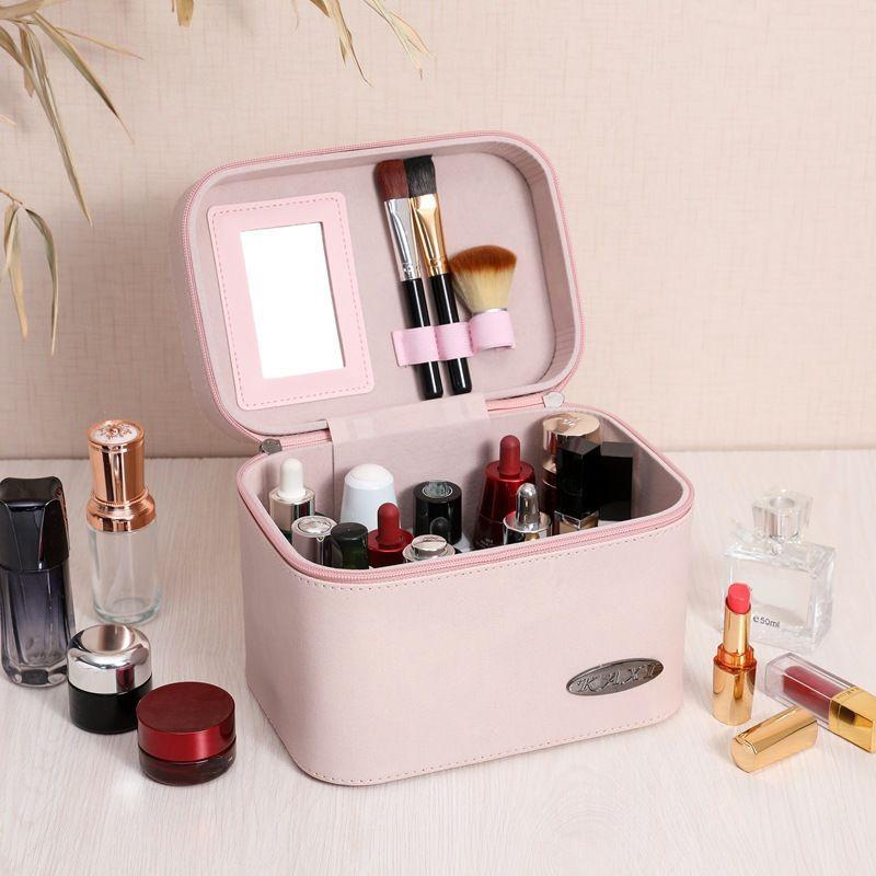 Large Capacity Makeup Case Travel Makeup Bags Organizer For Women Professional Train Case Box Storage With Brush Holder Gift For Girls Mom Daughter
