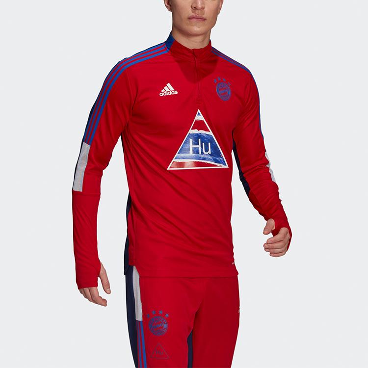 adidas Мужская футбольная толстовка Pharrell Fcb Hu Tr с половиной молнией, красная GK7840