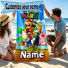 Custom Name Personalized Super Mario Print Beach Towel, for Trip Camping Beach Party Home Decor, Birthday Gift for Family & Friends