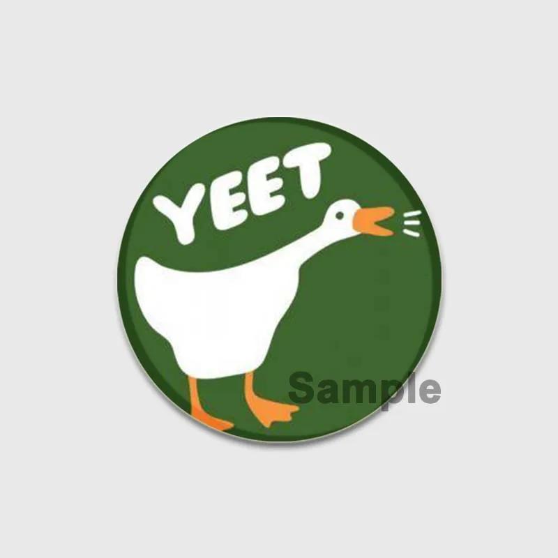32/44/58mm Cartoon Honk White Goose Brooches Pins Cute Animal Duck Round Badges Clothes Lapel Pin Fashion Jewelry Gift Accessory