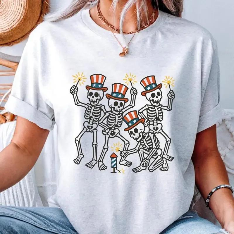 th of July Skeleton T Shirt Patriotic Uncle Sam for