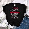 Женская футболка «Я люблю кошек больше, чем люди» Футболка с принтом Винтажные женские футболки в корейском стиле Готические женские рубашки с круглым вырезом