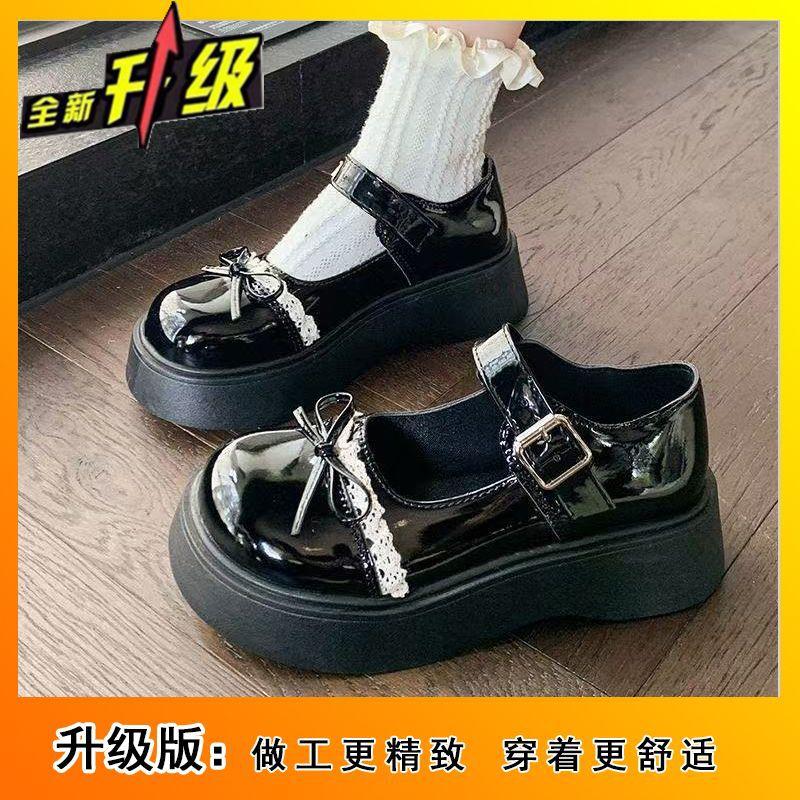 Ретро юбка одинарная обувь новая весна японская платформа милые туфли Мэри Джейн из кожи бант