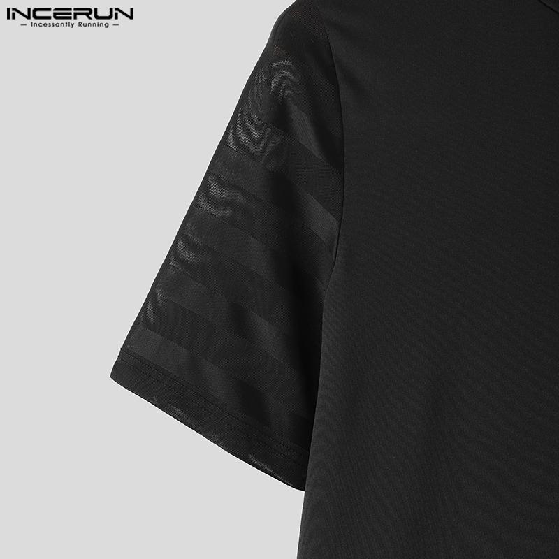 INCERUN Мужские комбинезоны с коротким рукавом, сетчатыми вставками, для сна, пижамы, домашняя одежда