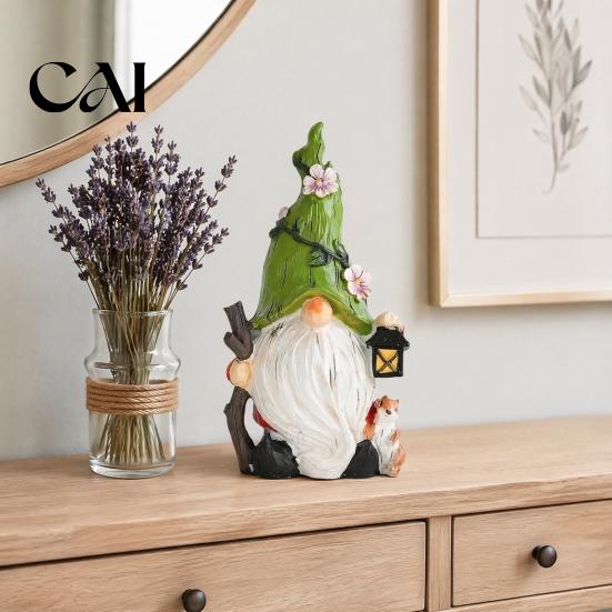 Courtyard Landscaping Gift Resin Garden Gnome Figurine, Hand Painted Red Cap with Watering Accents Can, Outdoor Yard Decor for Patio, Cute Home