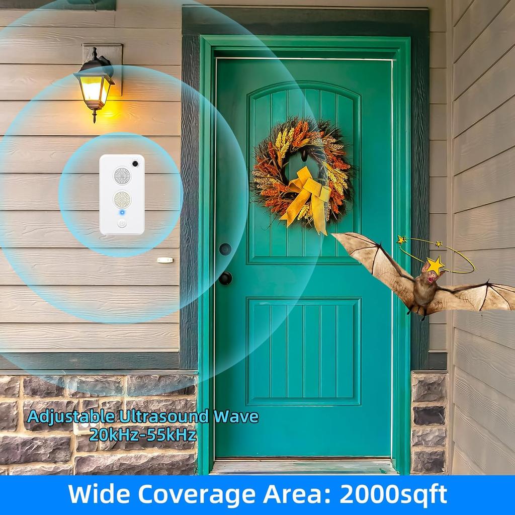 Ультразвуковые отпугиватели летучих мышей для чердака, отпугиватели летучих мышей, отпугивают летучих мышей, перезаряжаемые отпугиватели летучих мышей, безопасные для людей и домашних животных, для использования в помещении и на улице