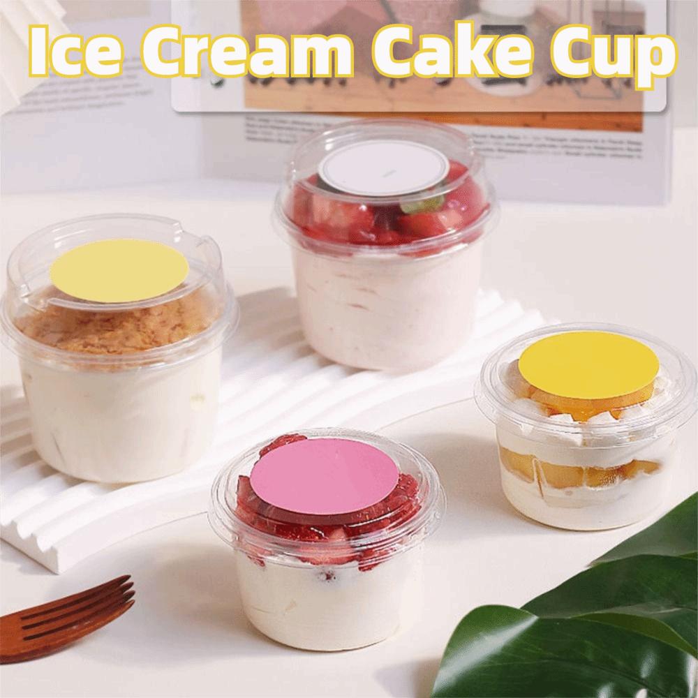 50Pcs 150/250ml Dessert Cups Bowl Containers Clear Plastic Dessert Cups with Lid Dessert Tools