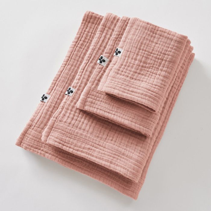 Drap de bain 90 x 150 cm Gaze de coton unie Gaïa - Gaïa Rose Pêche