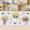 3D Wooden Barrel Wall Sticker Flower Decoration Butterfly Lavender Rose Tile Sticker Kitchen Restaurant Background Home Decor Peel and Stick