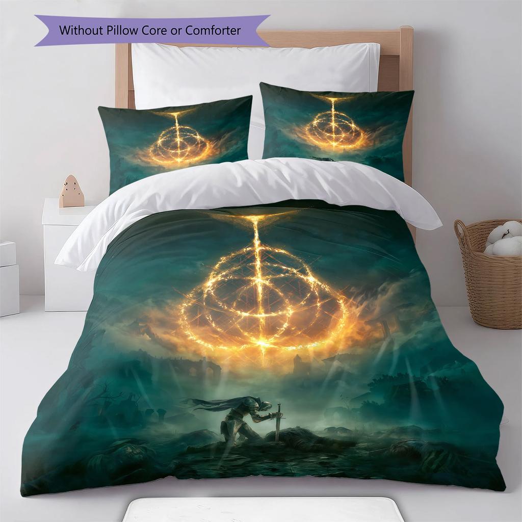 Elden Ring Bedding Quilt Set Quilt Cover Pillowcase Home Decoration Birthday Gift (1 * duvet cover + 2 * pillowcase, without core)