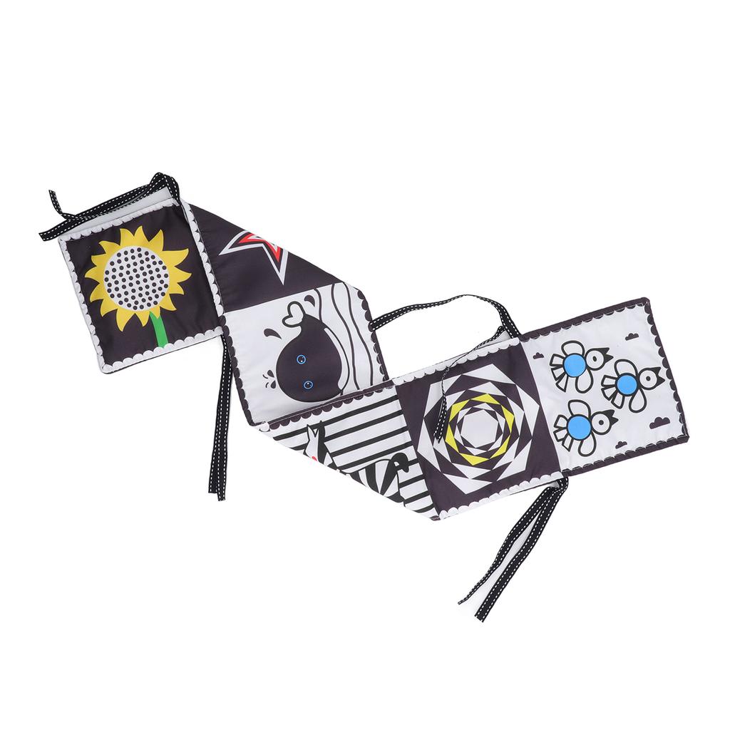 12 Pages Baby Cloth Book Double Sided Black and White Bed Surround Cloth Book for Early Education