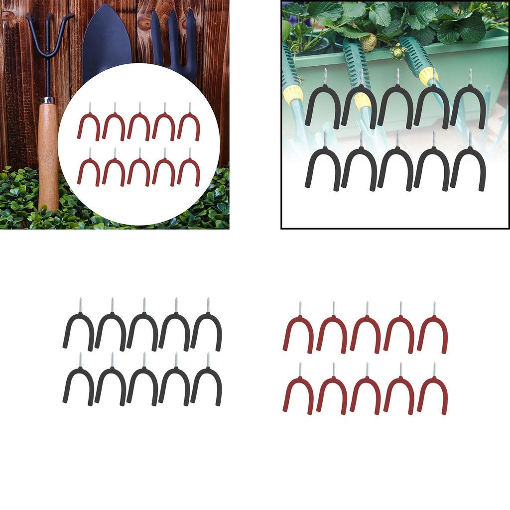 10 шт. вкручивающихся крючков U-образной формы для гаража, мастерской, настенных крючков для хранения граблей, теннисных ракеток, оборудования, хозяйственных крючков, держателей инструментов