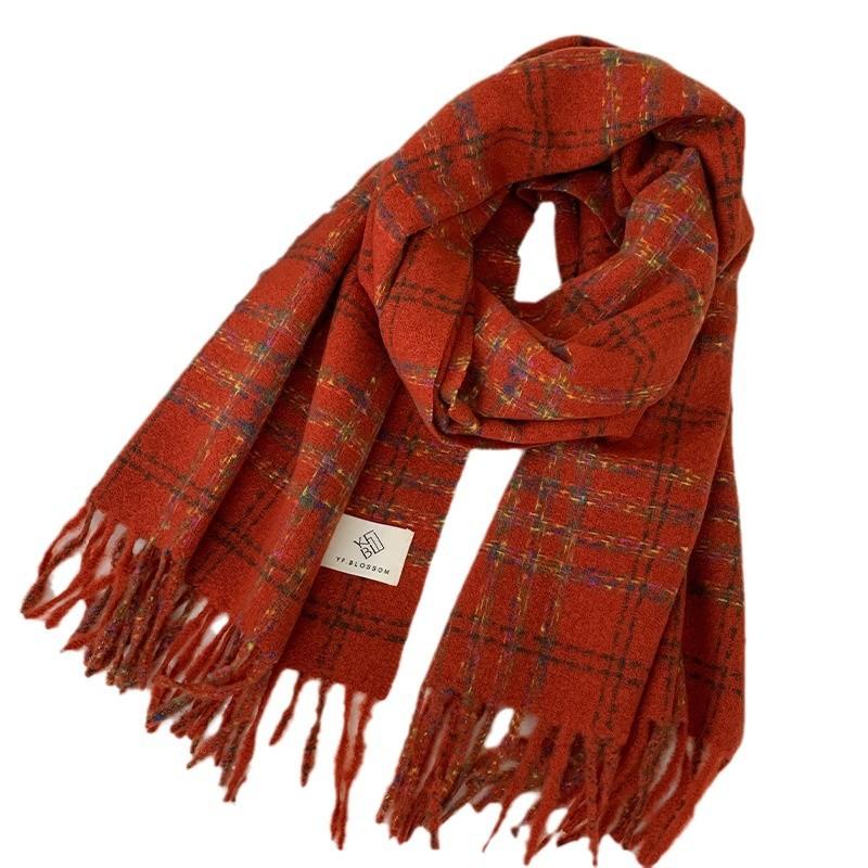 Beige Premium Plaid Scarf Women's Autumn and Winter Korean Atmosphere New Warm Shawl Student Scarf