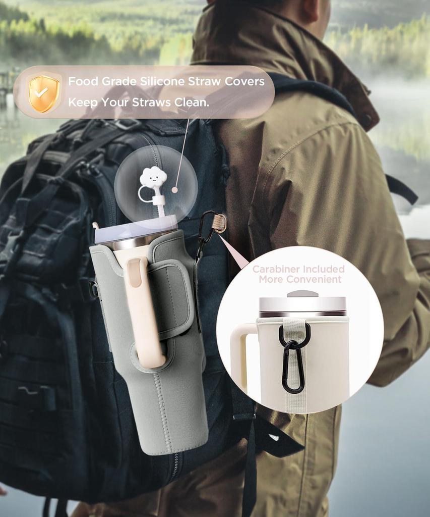 Изолированный держатель для стакана со льдом с карманом для мобильного телефона — подходит для неопреновых бутылок с водой объемом 30/40 унций