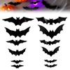 12/24Pcs Lighted 3D Bat Sticker LED Halloween Bat Decorative Wall Sticker Light Up Glowing Bat Clings for Bedroom Window Wall Decor