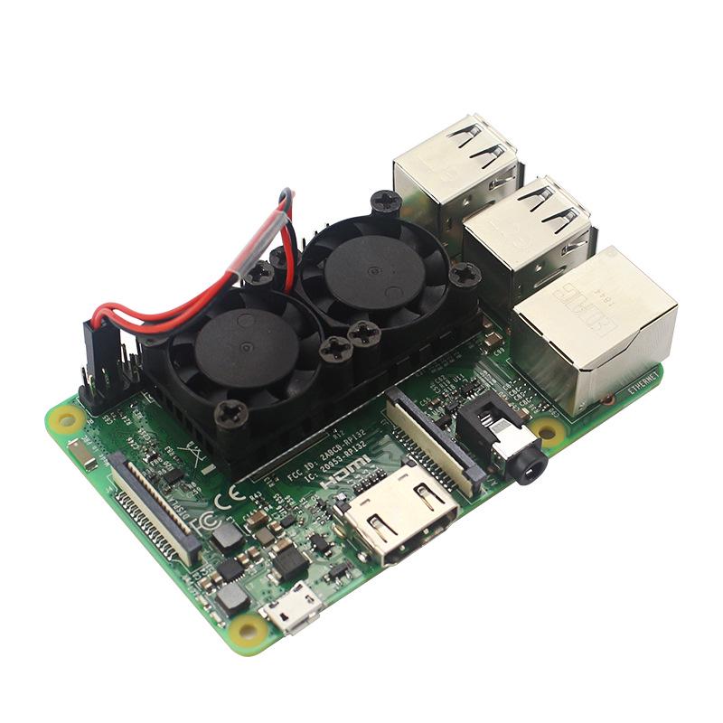 Радиатор-охладитель с двумя вентиляторами для Raspberry Pi 4B/3B+, 5В 0.3А