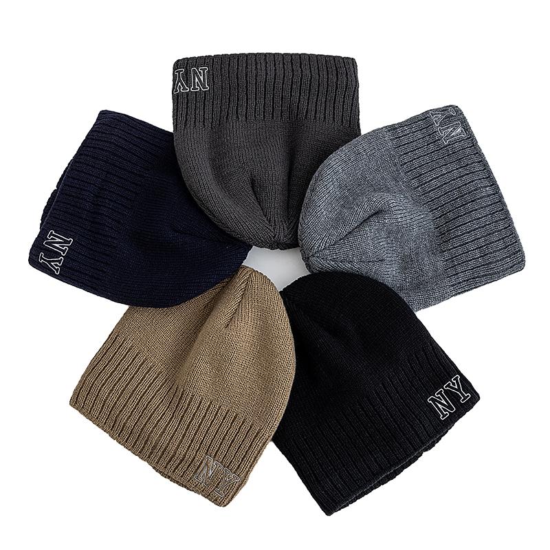 Новый стиль Унисекс Осенне-зимние шапки с плюшевой меховой подкладкой Мужские Женские Теплая шапка бини Повседневная с принтом NY Зимние вязаные шапки для лыж