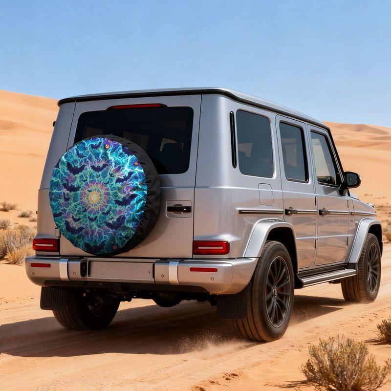 Compatible For Fit Christmas & Bat-Themed Spare Tire Cover Suitable For SUV/Car/Van - Durable Polyester Fiber Car Exterior Acces