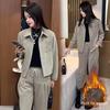 Women's Plush Thickened Casual Two-Piece Suit - Slim, Loose, Meat-Covering Fashion for Autumn & Winter 2024