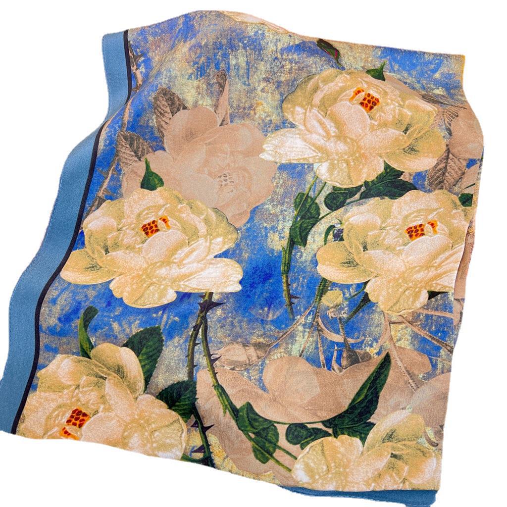 Rose Silk Mulberry Silk Long Strip Silk Scarf Streamer Collar Scarf Long Scarf Women'S Tie Silk