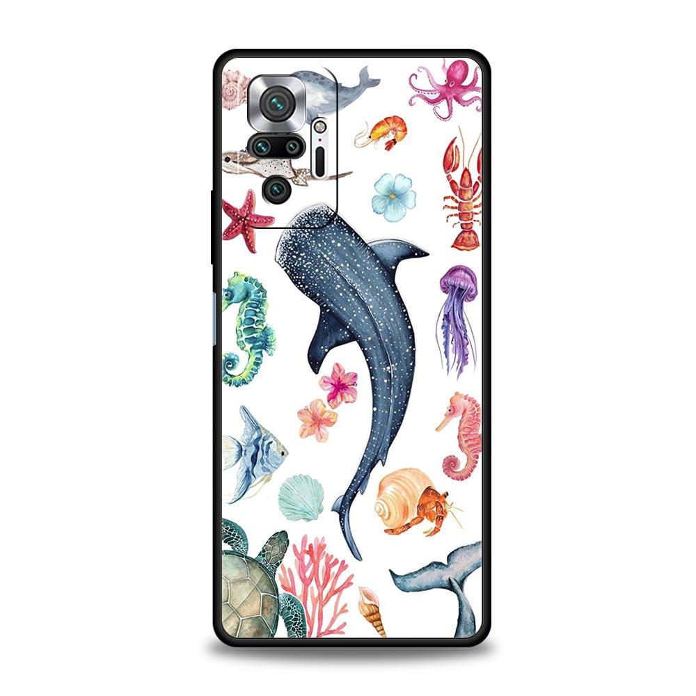 Чехол для телефона для Xiaomi Redmi Note 14 13 12 Pro Plus 5G 9S 9 10 11 4G 14C 13C 12C 10C 9C 9A, мягкий чехол, тема «Морская жизнь»