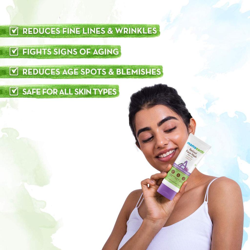Mamaearth Умывалка для лица с ретинолом и бакучи от тонких линий и морщин – 100 мл