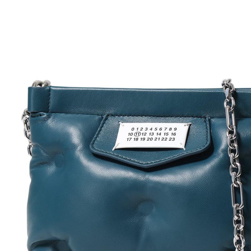 Maison Margiela Glam Slam Digital Patch Decorated Chain Shoulder Strap Lambskin Clutch Crossbody Bag Women Bags Blue-Green S56WF0161P4300T6103