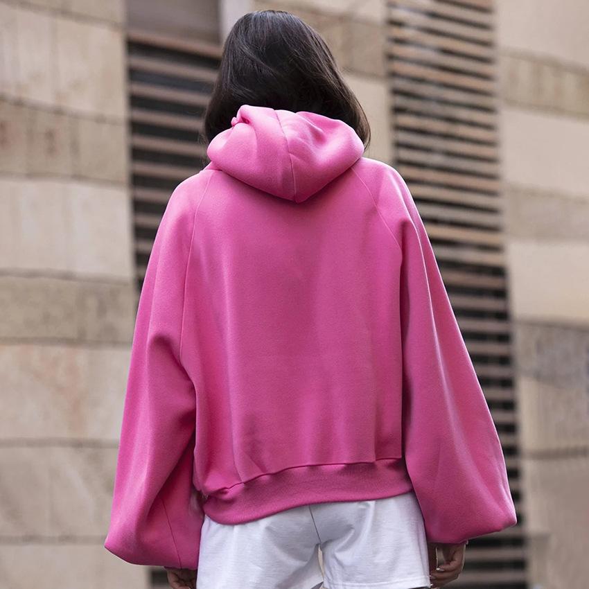 Осенне-зимний спортивный повседневный флисовый худи женский уличный стиль оверсайз свободный пуловер с длинным рукавом куртка