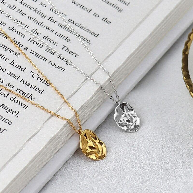 Ожерелье из стерлингового серебра 925 пробы с нерегулярной круглой монетой для женщин, ожерелья с цепочкой, ювелирные изделия, новые