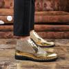 Весна Осень мода МУЖСКИЕ повседневные кожаные туфли Оксфорд классический дизайн мужские черные золотистые высокие деловые официальные ботильоны